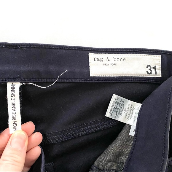 Rag & Bone High Rise Ankle Skinny Navy - Picture 5 of 9